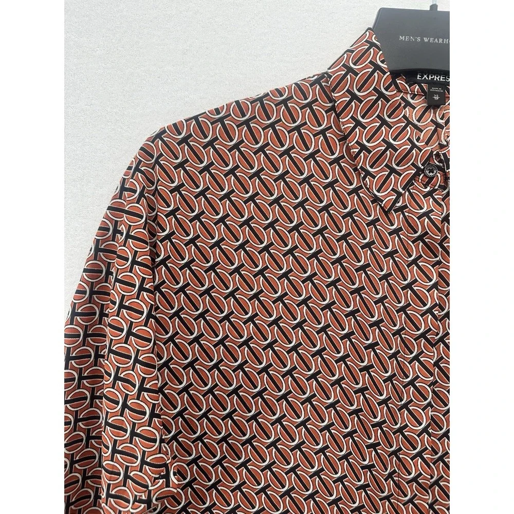 EXPRESS Brown Black Button Down Long Sleeve Shirt‎ Size XS Multicolor